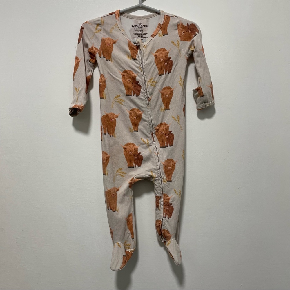 Caden Lane Brown and Tan Kids One Piece Footie